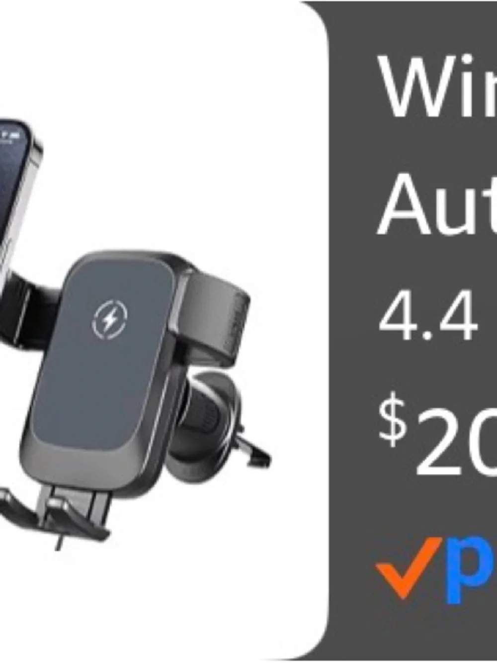 Wireless Car Phone Mount with Charging Symbol - Black